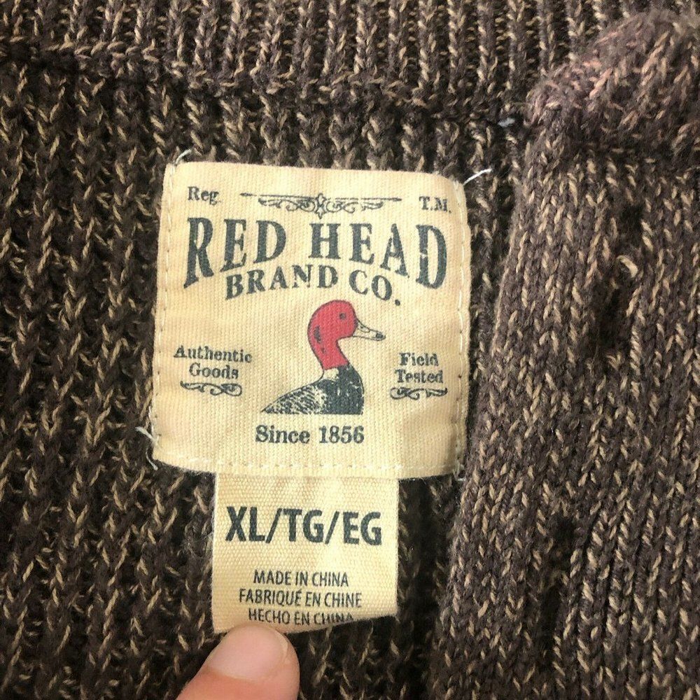 Red Head Men’s Size XXL 100% Cotton Knit Button Sweater Heather Brown Grandpa - Picture 2 of 12